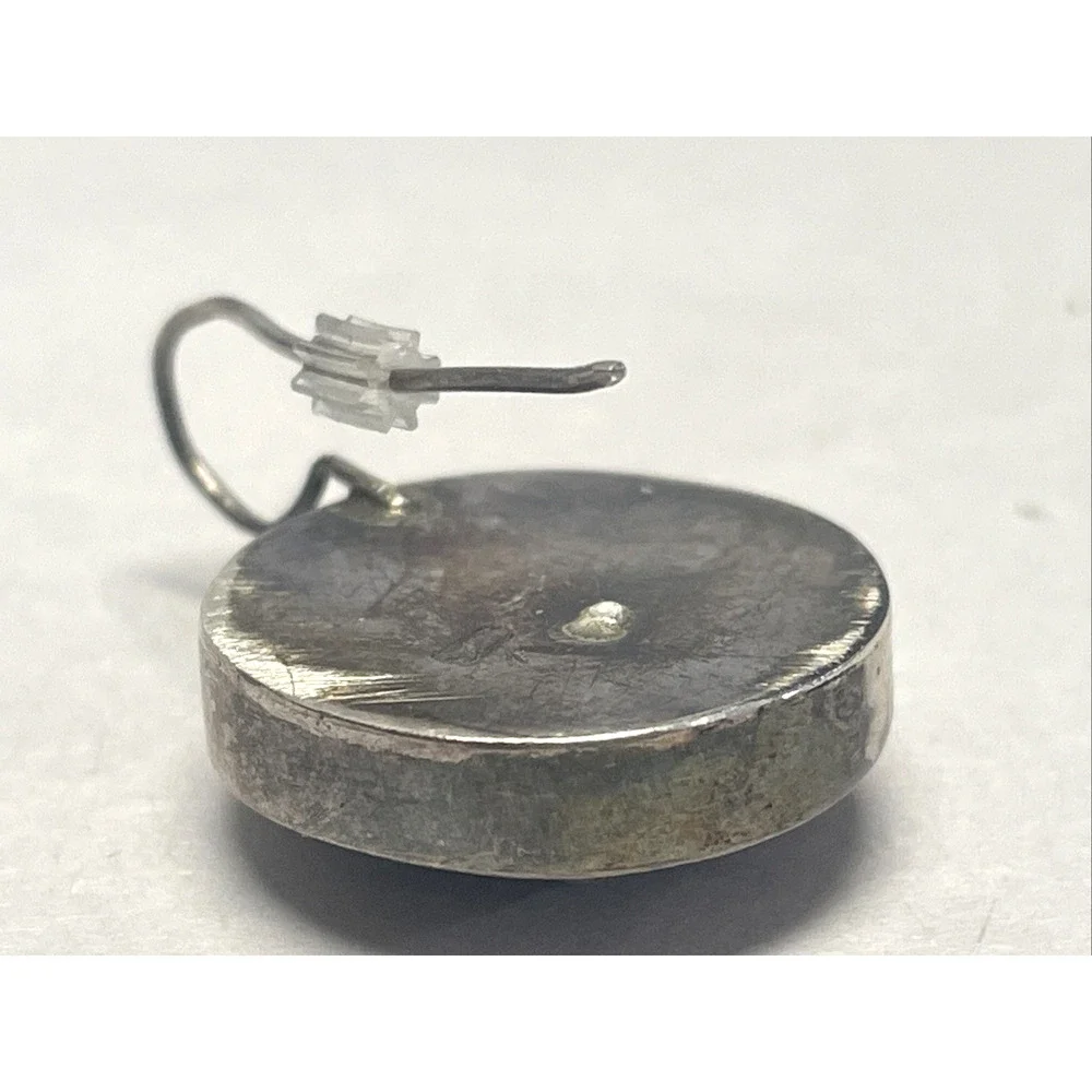 Vintage Sterling Silver Filigree Brass Button Drop Earrings 20mm 8g